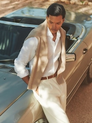Reiss White Ruban Linen Cutaway-Collar Shirt - Image 1 of 8