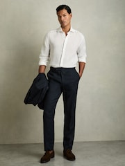 Reiss White Ruban Linen Cutaway-Collar Shirt - Image 3 of 8
