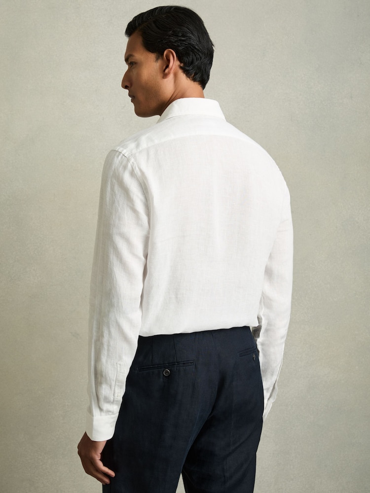 Reiss White Ruban Linen Button-Through Shirt - Image 4 of 8