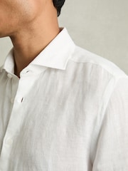 Reiss White Ruban Linen Cutaway-Collar Shirt - Image 5 of 8