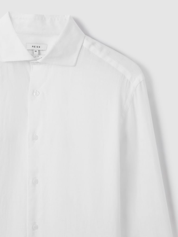 Reiss White Ruban Linen Button-Through Shirt - Image 7 of 8