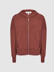 Reiss Rust Nia Technical Jersey Zipped Hoodie - Image 2 of 6