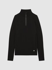 Reiss Black Affleck Golf Stretch Merino Zip Neck Jumper - Image 2 of 7
