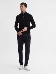 Reiss Black Affleck Golf Stretch Merino Zip Neck Jumper - Image 3 of 7