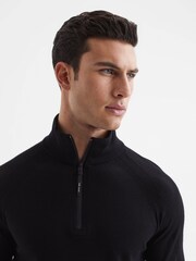 Reiss Black Affleck Golf Stretch Merino Zip Neck Jumper - Image 4 of 7
