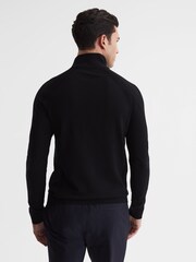 Reiss Black Affleck Golf Stretch Merino Zip Neck Jumper - Image 5 of 7