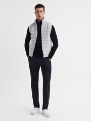 Reiss Black Affleck Golf Stretch Merino Zip Neck Jumper - Image 6 of 7
