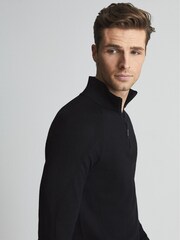 Reiss Black Affleck Golf Stretch Merino Zip Neck Jumper - Image 7 of 7