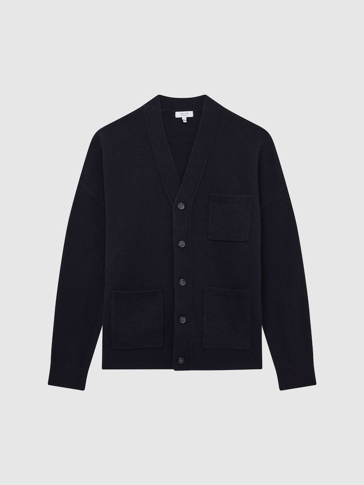 Reiss Navy Andrews Merino Wool Cardigan - Image 2 of 7