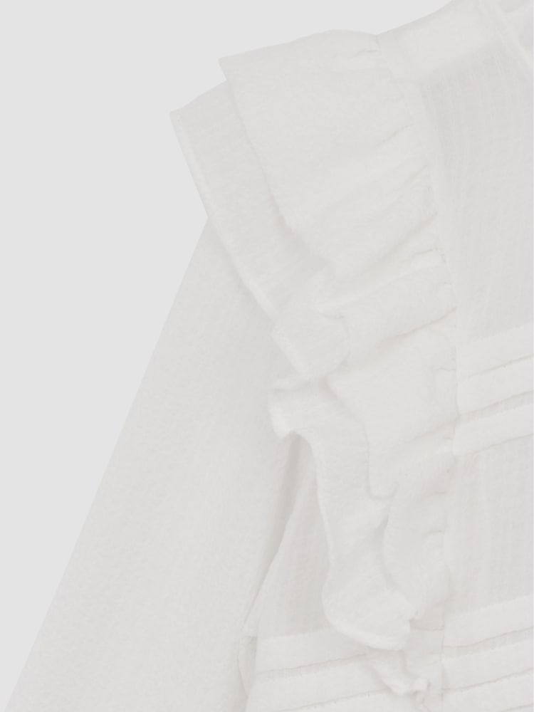 Reiss White River Jr Ruffle Shoulder Blouse - Image 5 of 5