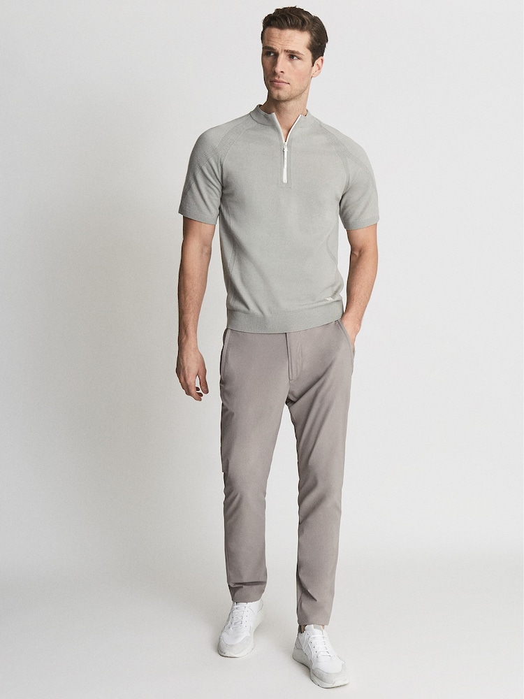 Reiss Sage Oval Half Zip Funnel Neck Polo T-Shirt - Image 1 of 5
