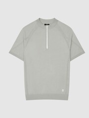 Reiss Sage Oval Half Zip Funnel Neck Polo T-Shirt - Image 2 of 5