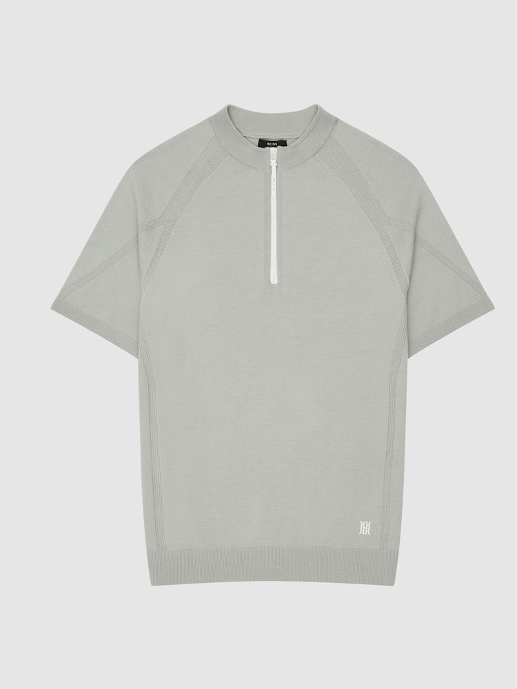 Reiss Sage Oval Half Zip Funnel Neck Polo T-Shirt - Image 2 of 5
