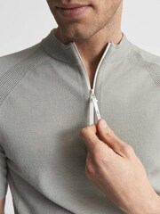 Reiss Sage Oval Half Zip Funnel Neck Polo T-Shirt - Image 3 of 5