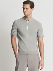 Reiss Sage Oval Half Zip Funnel Neck Polo T-Shirt - Image 4 of 5