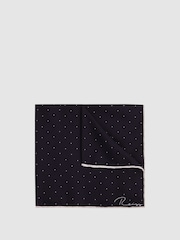 Reiss Navy Liam Polka Dot Silk Pocket Square - Image 1 of 5