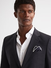 Reiss Navy Liam Polka Dot Silk Pocket Square - Image 2 of 5