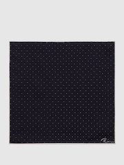 Reiss Navy Liam Polka Dot Silk Pocket Square - Image 4 of 5