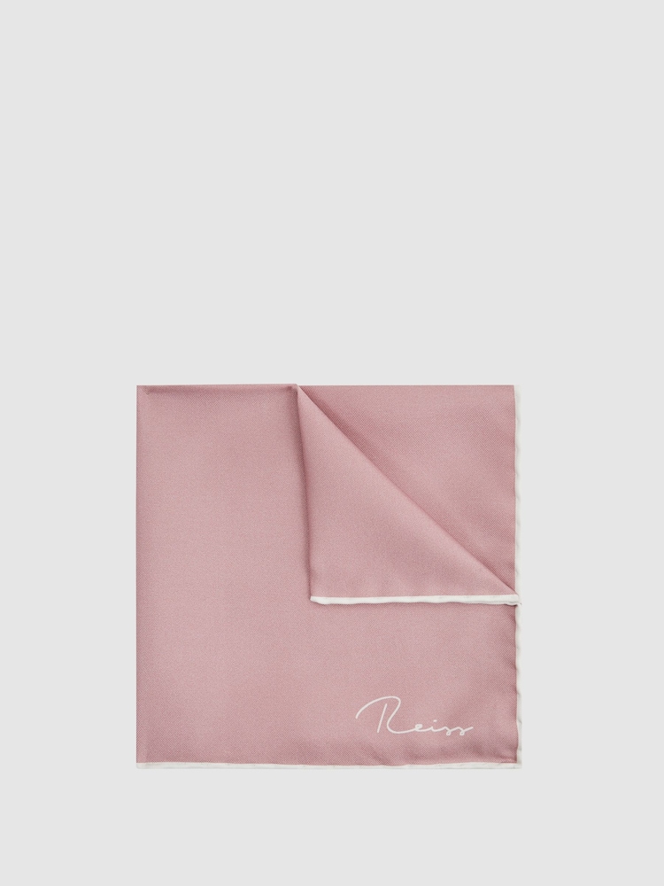 Reiss Pink Ceremony Plain Silk Pocket Square - Image 1 of 5