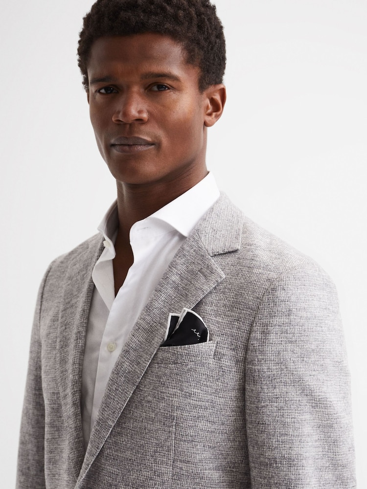 Reiss Black Ceremony Plain Silk Pocket Square - Image 2 of 5