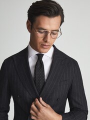 Reiss Black Liam Textured Polka Dot Tie - Image 1 of 4