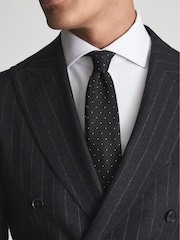 Reiss Black Liam Textured Polka Dot Tie - Image 4 of 4