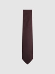 Reiss Burgundy Ceremony Textured Silk Tie - Image 1 of 5