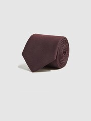 Reiss Burgundy Ceremony Textured Silk Tie - Image 3 of 5