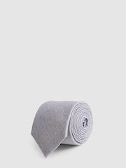 Reiss Silver Ceremony Textured Silk Tie - Image 1 of 3