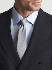 Reiss Silver Ceremony Textured Silk Tie - Image 2 of 3