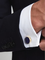 Reiss Gold Ardley Stone Insert Cufflinks - Image 2 of 4