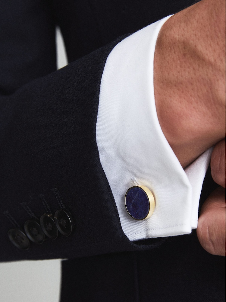 Reiss Gold Ardley Stone Insert Cufflinks - Image 2 of 4
