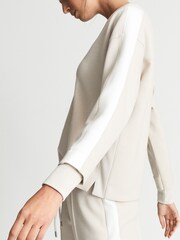 Reiss Neutral Maddie V-Neck Jersey Sweatshirt - Image 4 of 6