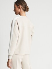 Reiss Neutral Maddie V-Neck Jersey Sweatshirt - Image 5 of 6