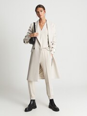 Reiss Neutral Maddie V-Neck Jersey Sweatshirt - Image 6 of 6
