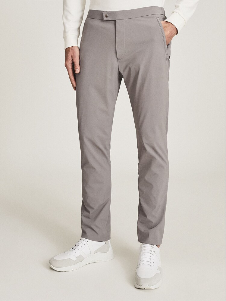 Reiss Pale Grey Ranger Golf Performance Slim Fit Trousers - Image 1 of 6