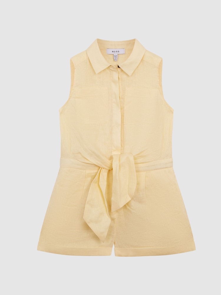 Reiss Lemon Ema Jr Linen Playsuit - Image 2 of 5