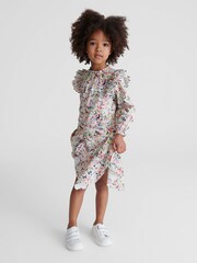 Reiss Coral Lil Junior Printed Ruffle Dress - Image 1 of 8