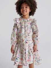 Reiss Coral Lil Junior Printed Ruffle Dress - Image 3 of 8
