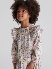 Reiss Coral Lil Junior Printed Ruffle Dress - Image 4 of 8