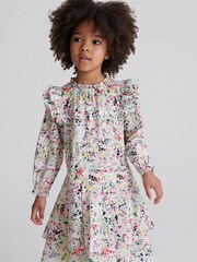Reiss Coral Lil Junior Printed Ruffle Dress - Image 6 of 8