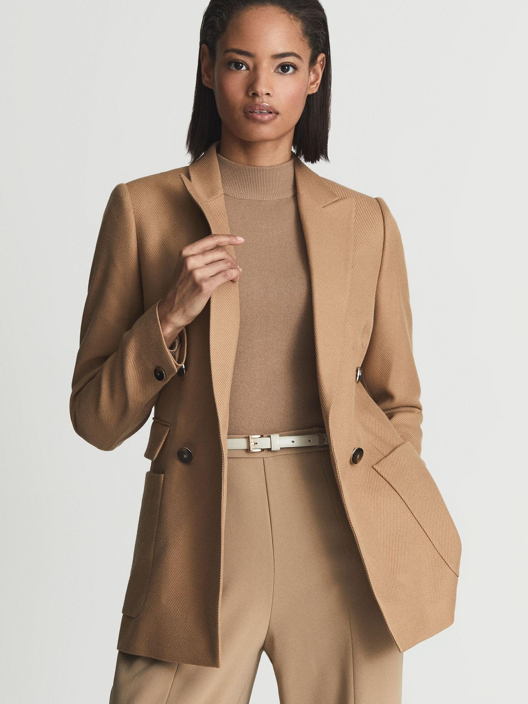 Buy Reiss Camel Larsson Double Breasted Twill Blazer from the Next