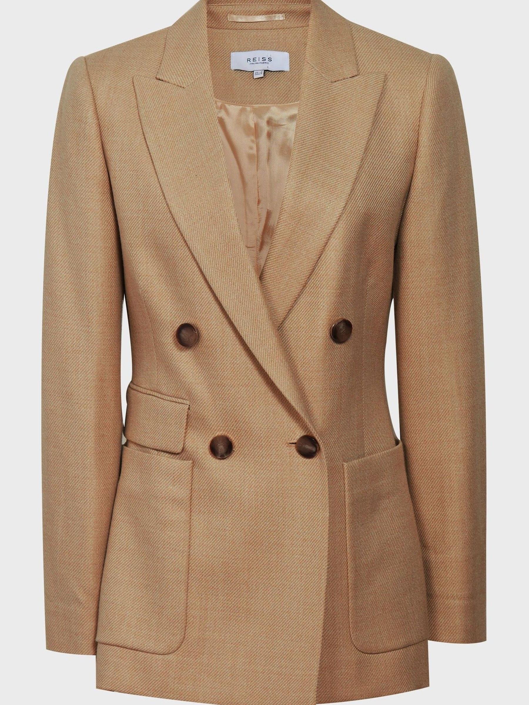 Buy Reiss Camel Larsson Double Breasted Twill Blazer from the Next