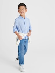 Reiss Soft Blue Ruban Long Sleeve Linen Shirt - Image 1 of 6