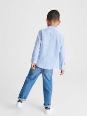 Reiss Soft Blue Ruban Long Sleeve Linen Shirt - Image 5 of 6