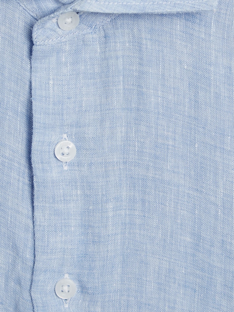 Reiss Soft Blue Ruban Long Sleeve Linen Shirt - Image 6 of 6