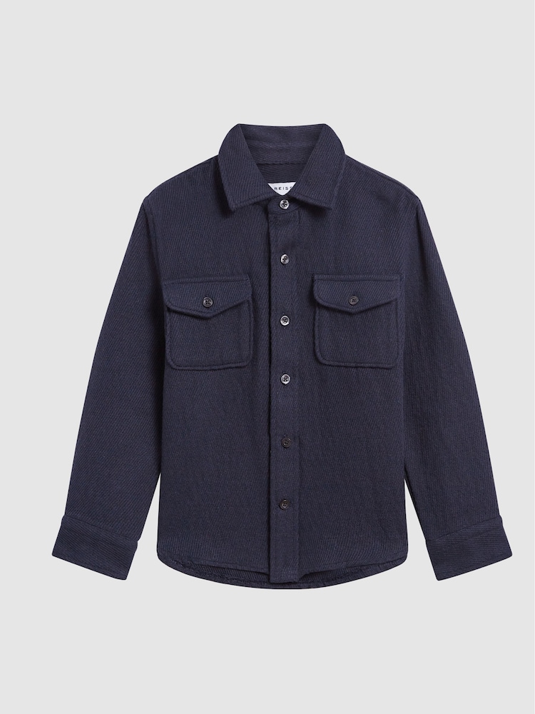Reiss Navy Judd Casual Twill Overshirt - Image 2 of 6