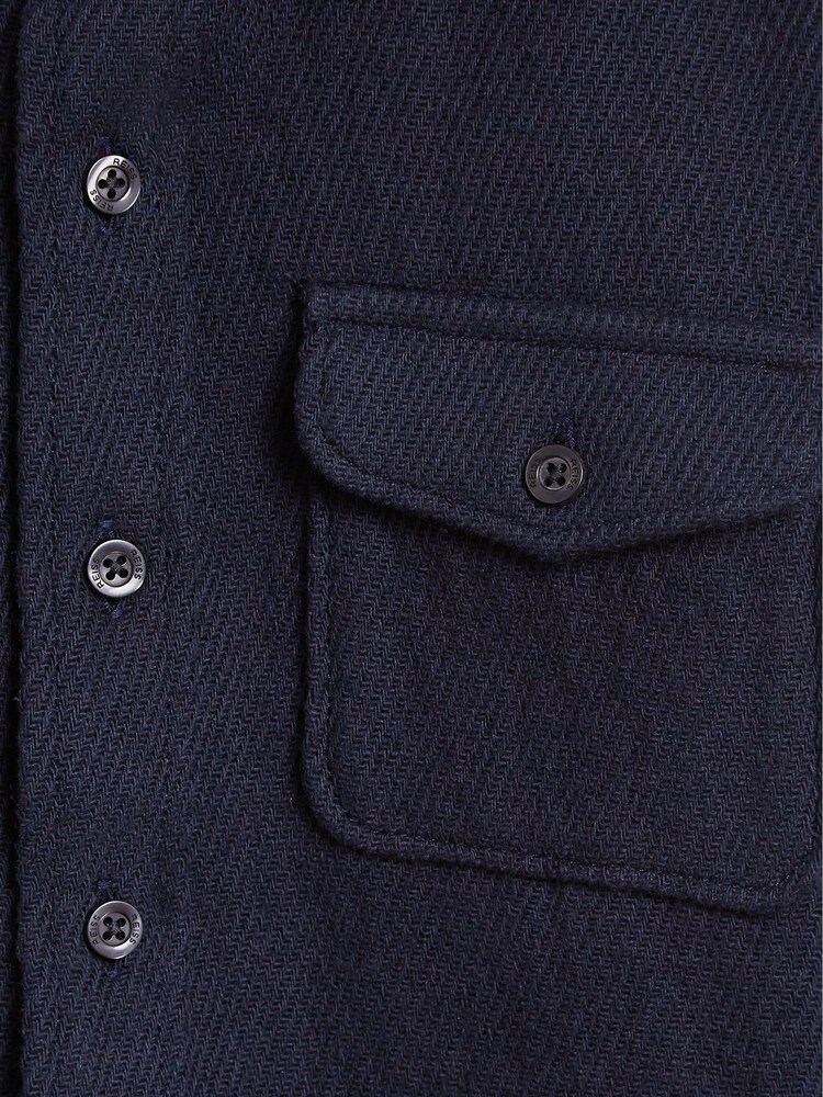 Reiss Navy Judd Casual Twill Overshirt - Image 6 of 6