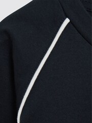 Reiss Navy Stratford Piped Knitted Trim Crew Neck Tee - Image 6 of 6