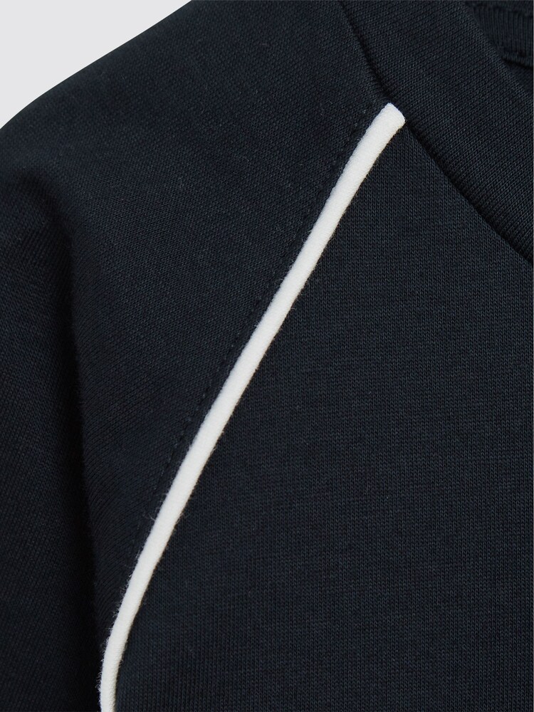 Reiss Navy Stratford Piped Knitted Trim Crew Neck Tee - Image 6 of 6